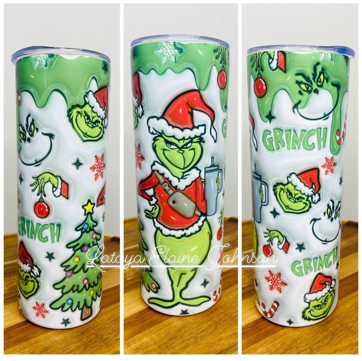 Merry F Christmas 20 oz. Grinch Tumbler. Custom Tumbler, The Grinch  Christmas.